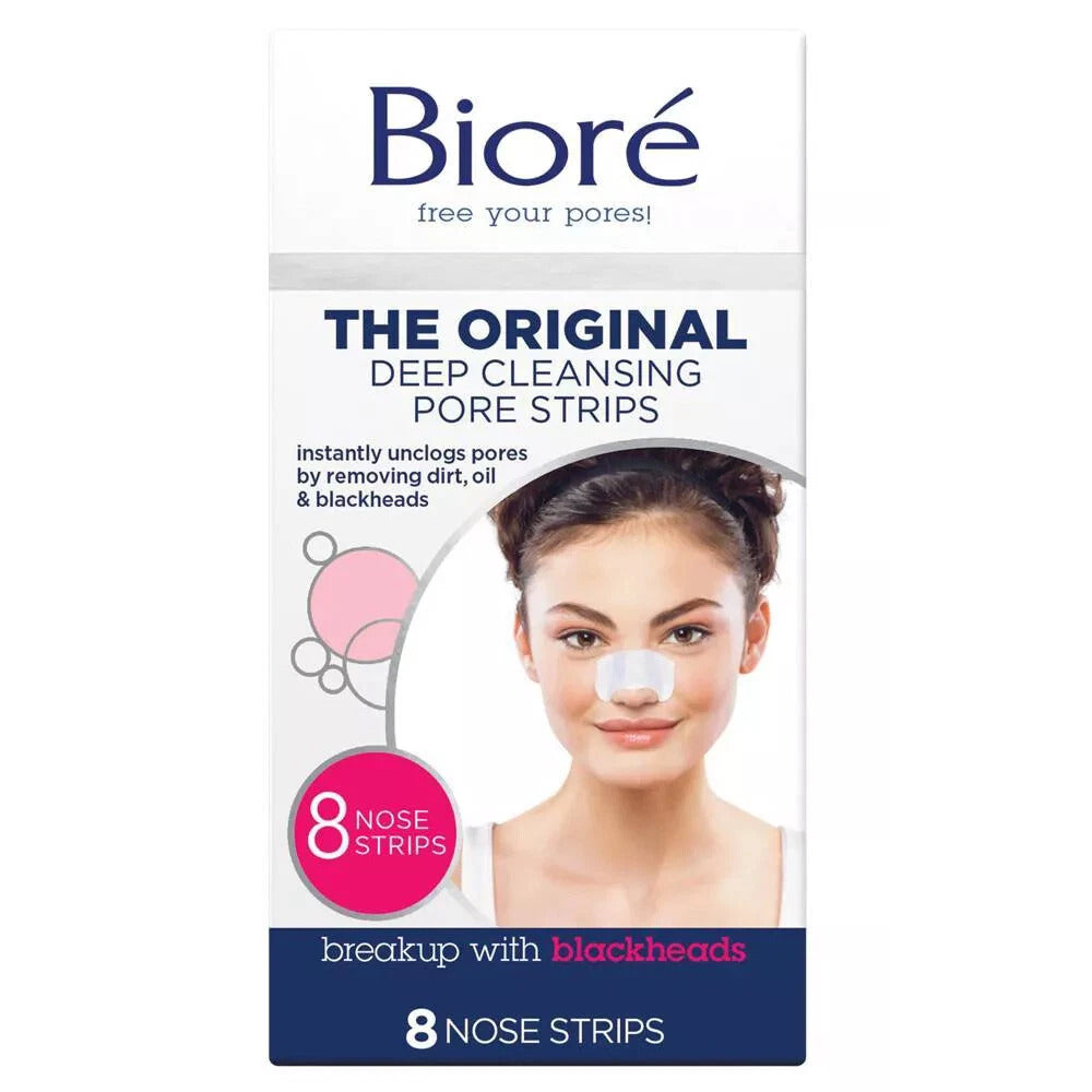 Biore Deep Cleansing Pore Strips, Citrus Fresh Scent, 8 Nose Strips (2 Pack)