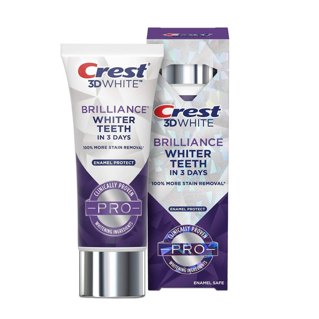 Crest 3D White Brilliance Pro Enamel Protect Toothpaste, 3 Oz (85 G), EXP 12/2025