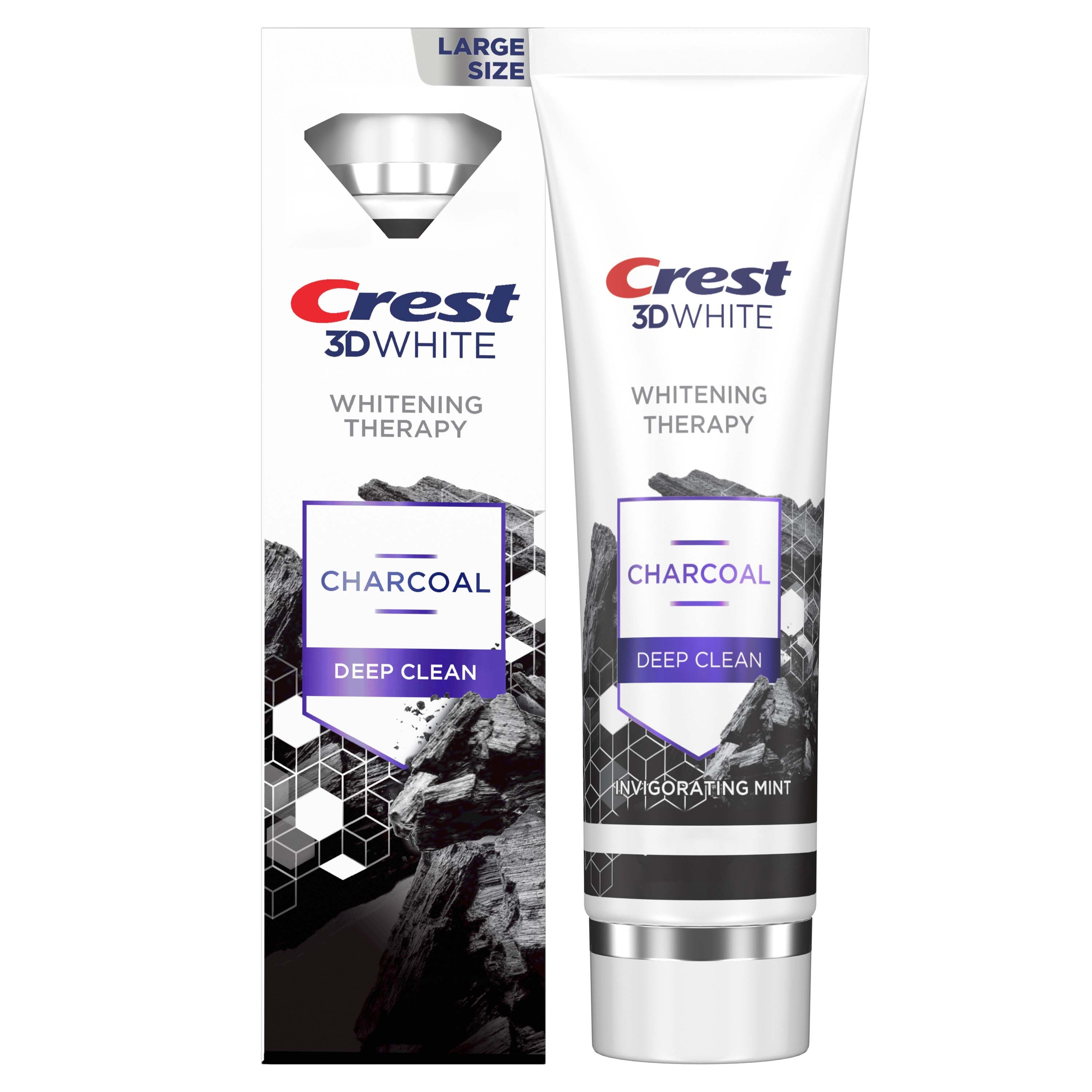 crest 3d white whitening therapy charcoal deep clean toothpaste, invigorating mint, 4.6 oz (130 g)