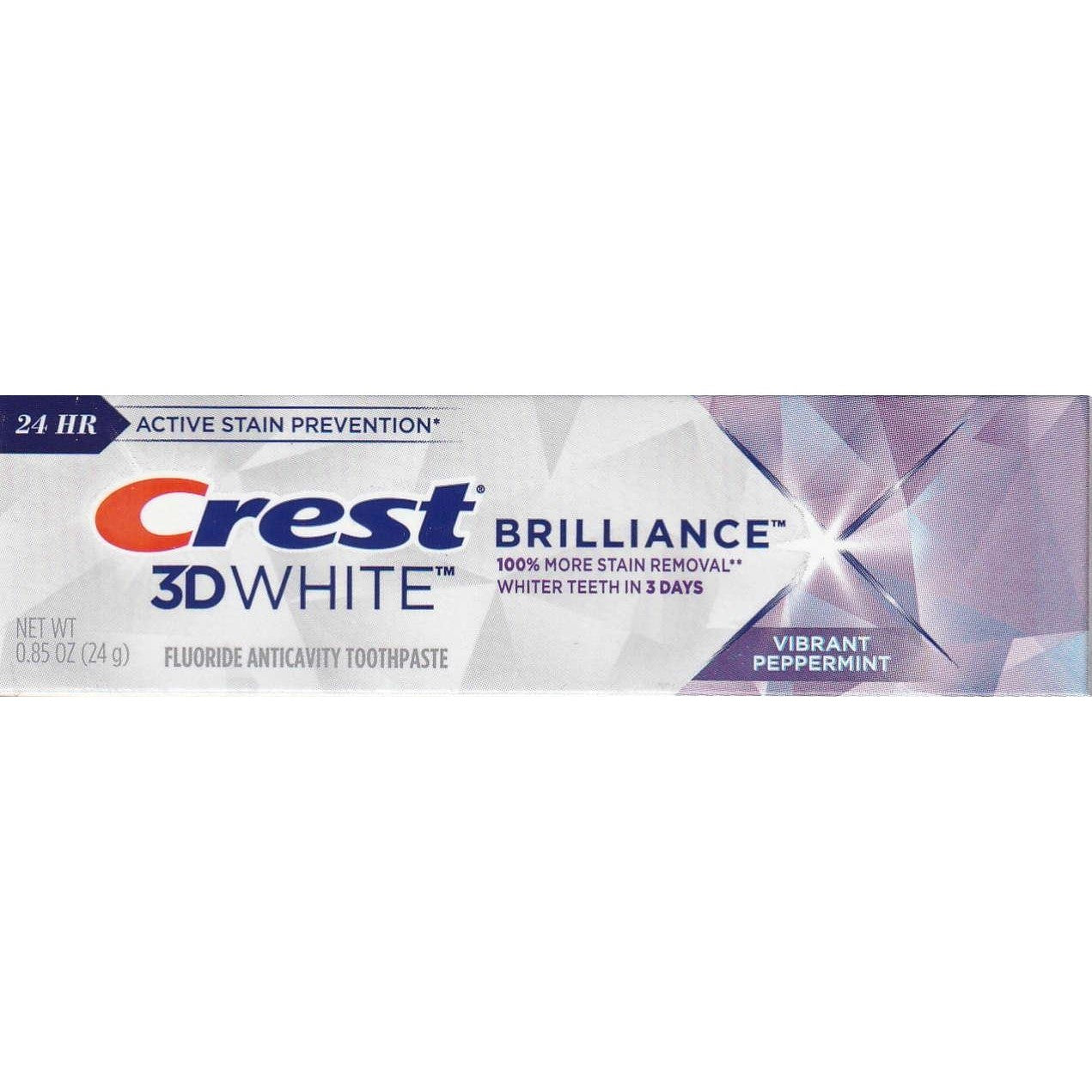 Crest 3D White Brilliance Vibrant Peppermint Travel Toothpaste 0.85 OZ (24 g)