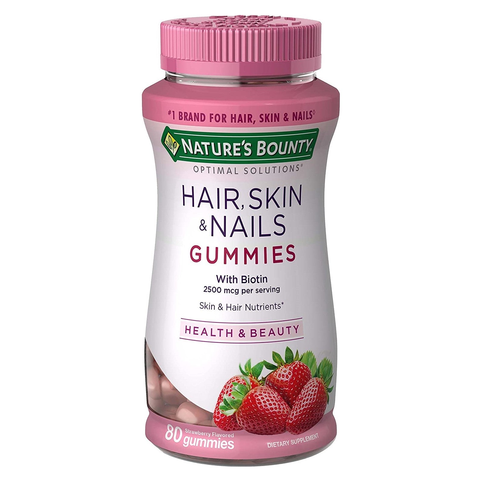 Nature's Bounty Hair, Skin And Nails Gummy Vitamins, Strawberry, 80 Gummies