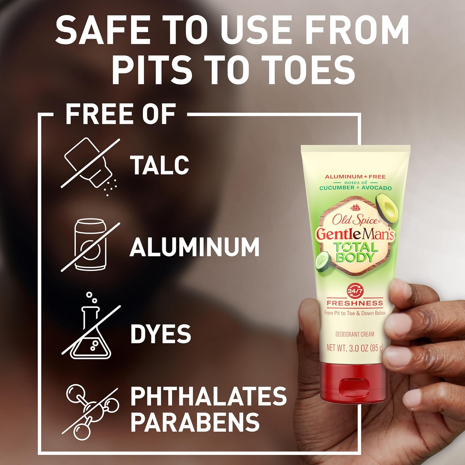 Old Spice Gentleman's Total Body Deodorant Cream, Cucumber + Avocado, 3 oz (85 g)