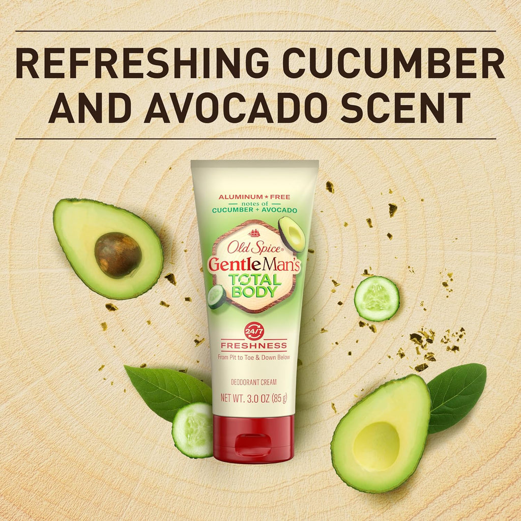 Old Spice Gentleman's Total Body Deodorant Cream, Cucumber + Avocado, 3 oz (85 g)