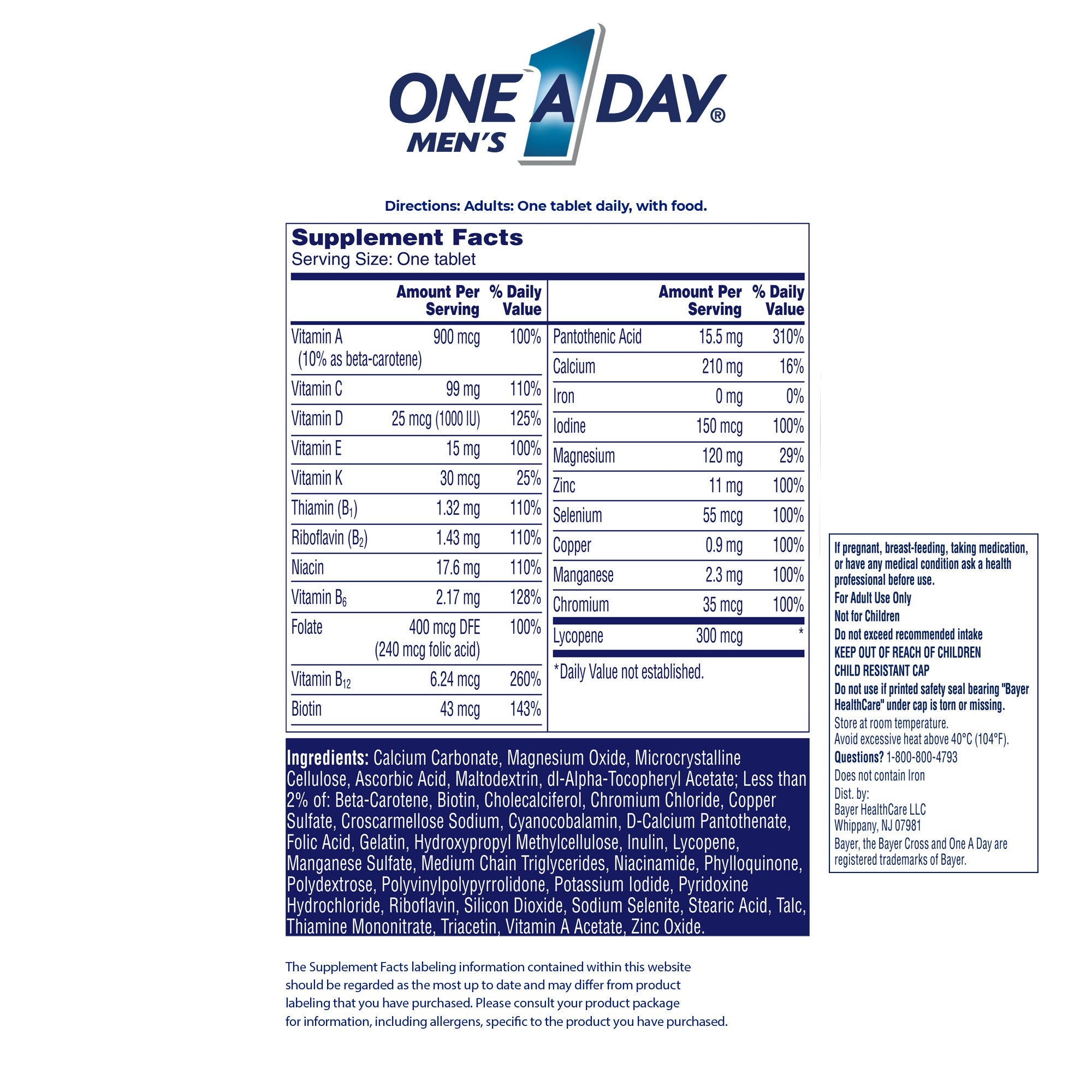 One A Day Men's Multivitamin, 300 Tablets