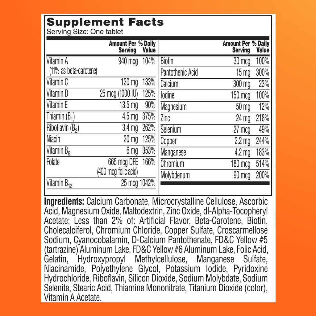 one a day women 50+ multi multivitamin for women 50 plus, ingredient list