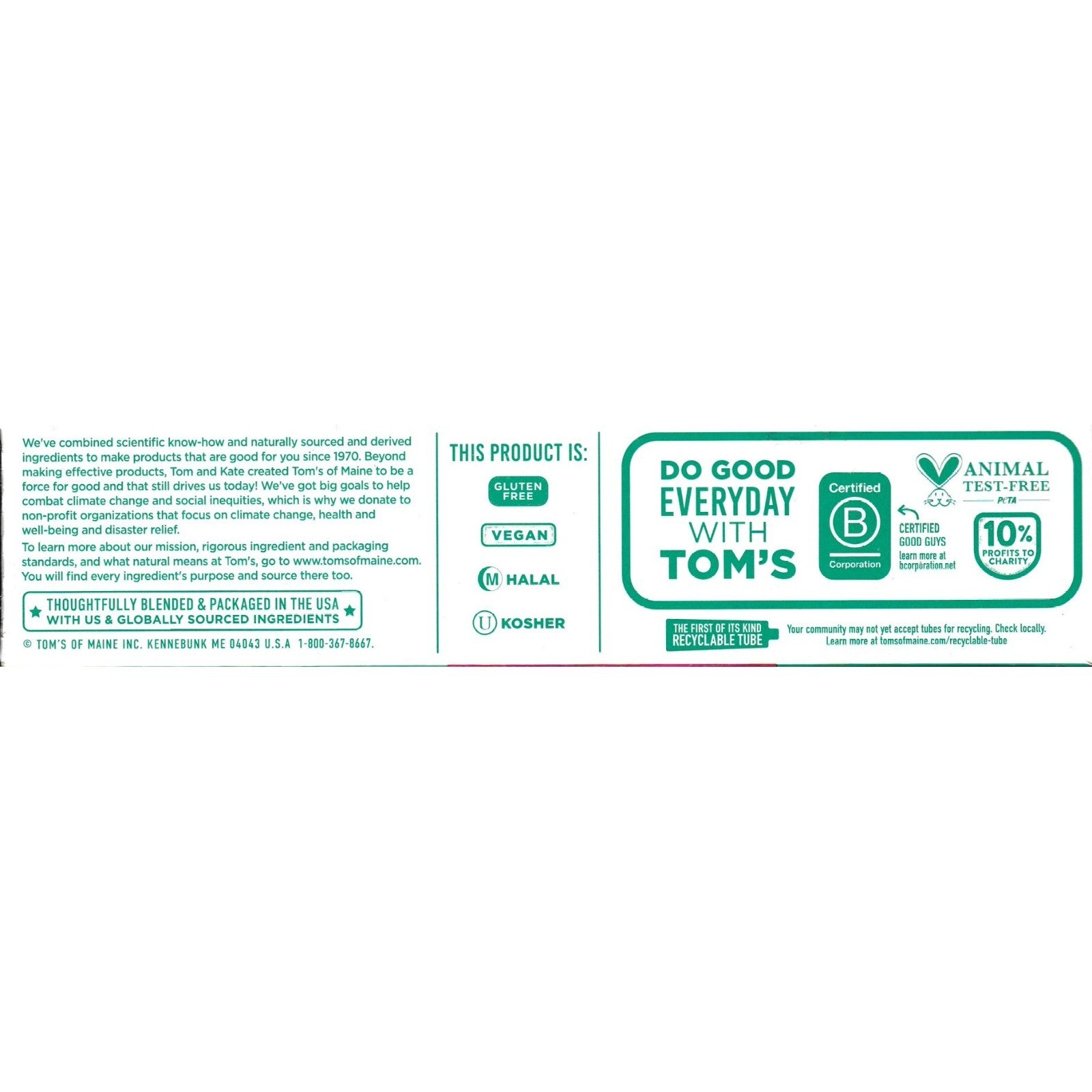 Tom's of Maine Natural Fluoride Free Sensitive Whitening Toothpaste 4 OZ, NO BOX