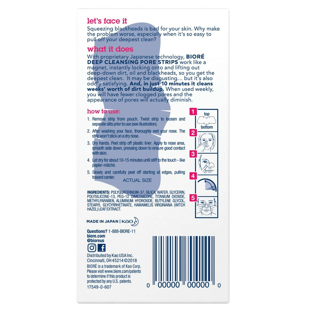 Biore Deep Cleansing Pore Strips, Citrus Fresh Scent, 8 Nose Strips (2 Pack)