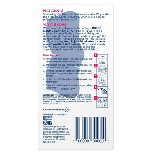 Biore Deep Cleansing Pore Strips, Citrus Fresh Scent, 8 Nose Strips (2 Pack)