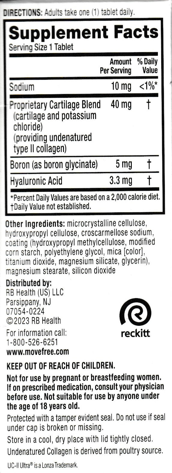 Move Free Ultra Triple Action Joint Health, 75 Tablets, UC-II Collagen, Boron & Hyaluronic Acid