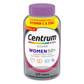 Centrum Silver Women 50+ multivitamin bottle with purple cap on a white background