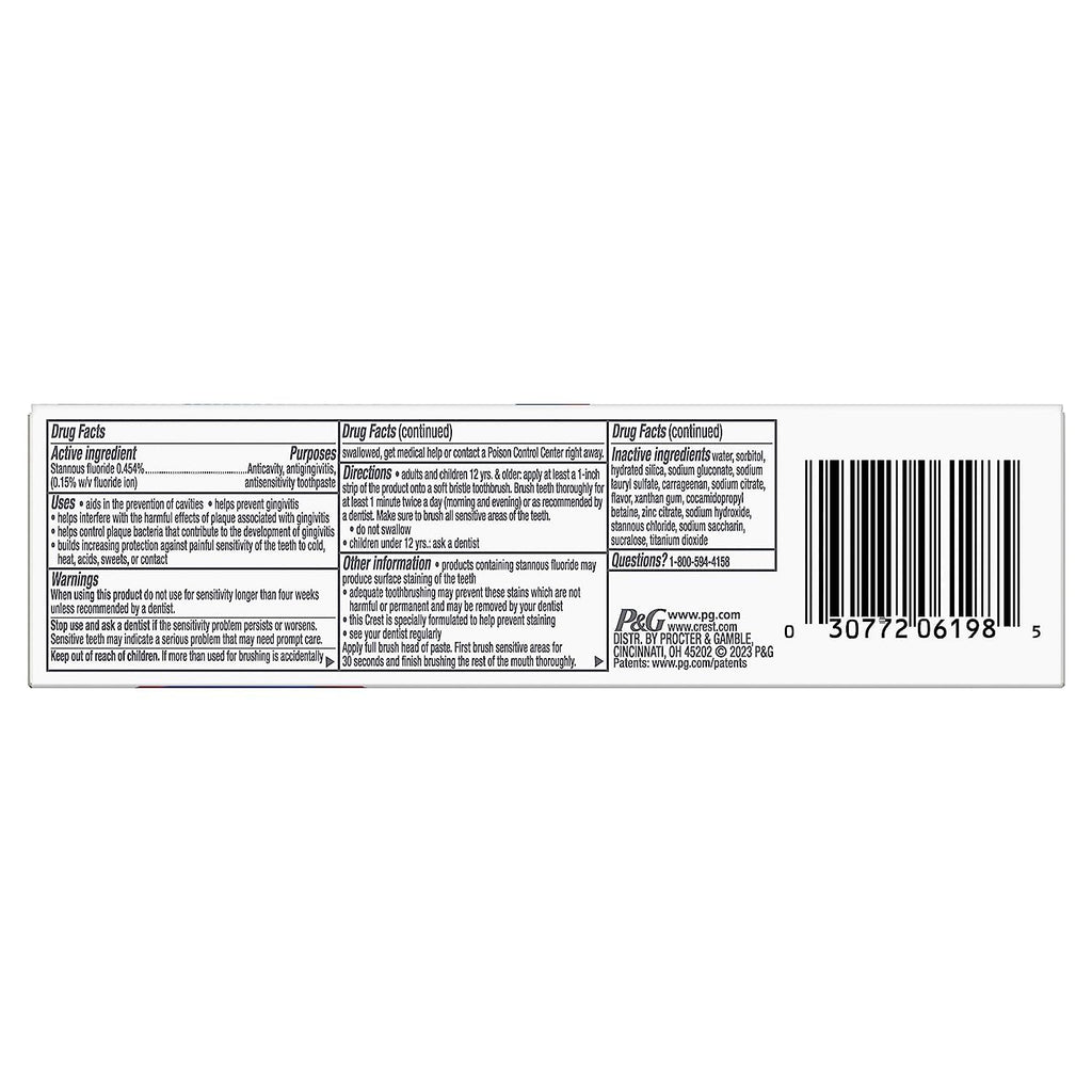 Crest Sensitive And Gum All Day Protection Toothpaste 3.7 Oz (104 G)