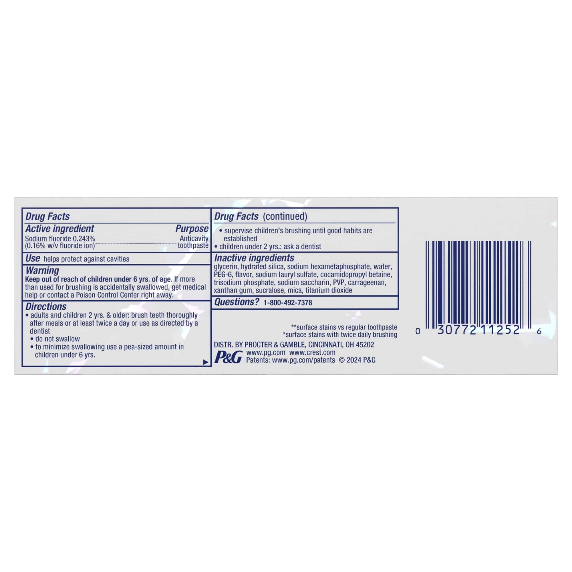 Crest 3D White Brilliance Vibrant Peppermint Toothpaste 4.6 Oz/130 G
