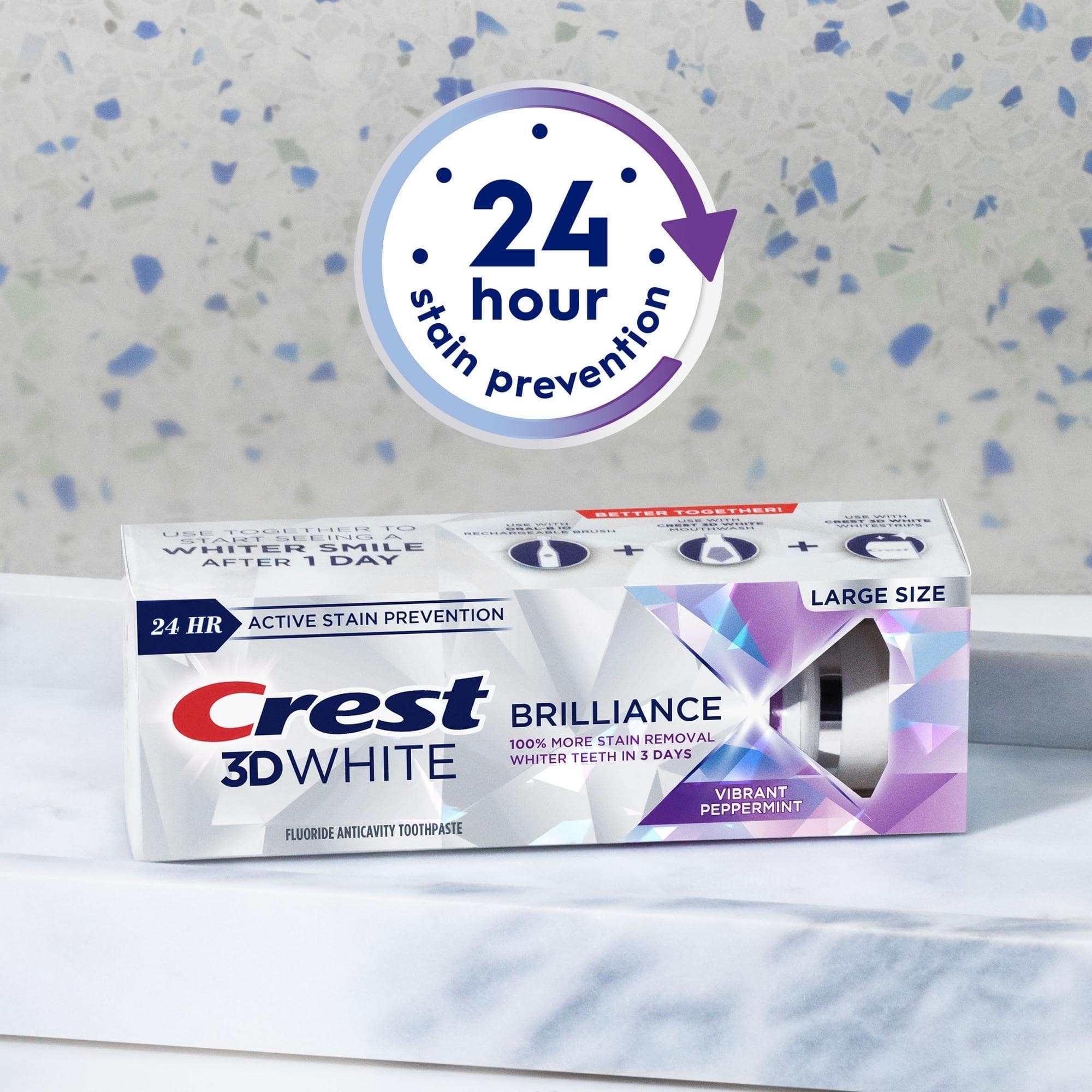 Crest 3D White Brilliance Vibrant Peppermint Toothpaste 4.6 Oz/130 G