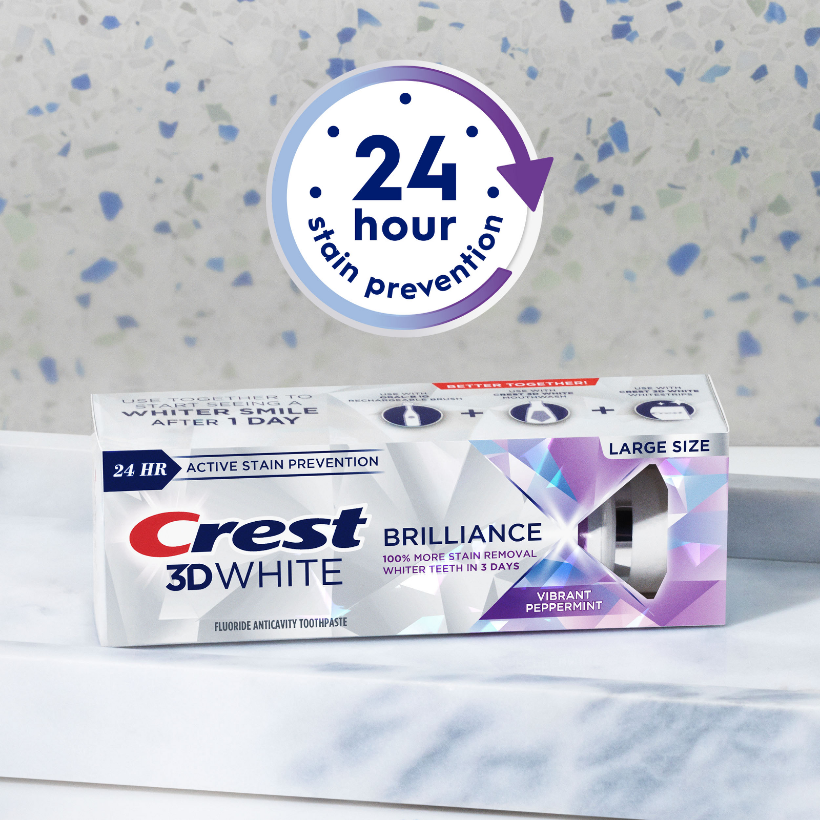 Crest 3D White Brilliance Vibrant Peppermint Toothpaste 4.6 Oz (130 g) 2-Pack