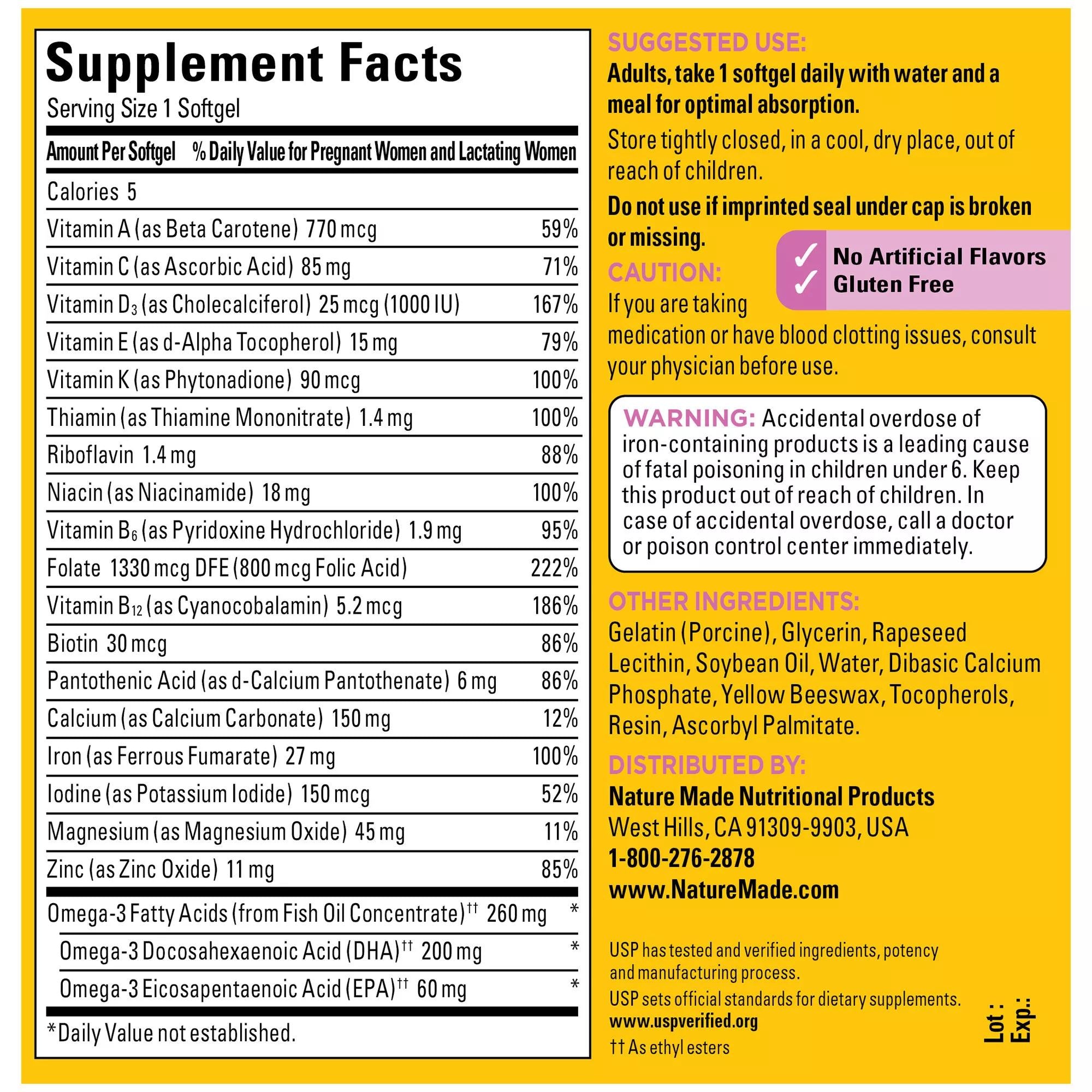 Nature Made Prenatal Multi + DHA, 150 Softgels, Women's Multivitamin