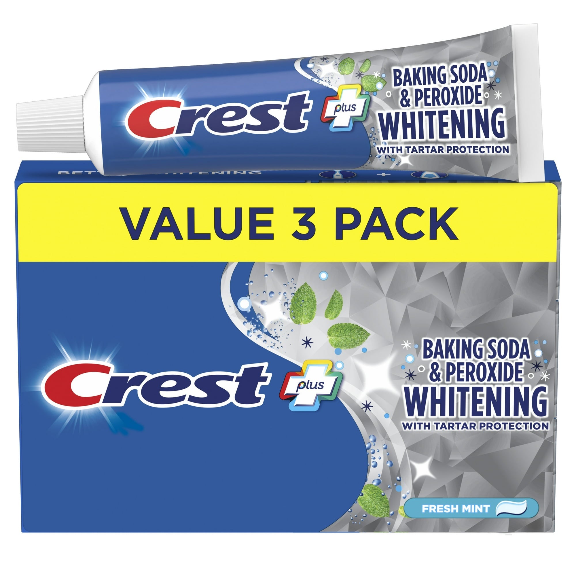 Crest PLUS Baking Soda & Peroxide Fresh Mint Toothpaste 5.7 oz (161 g) 3-Pack