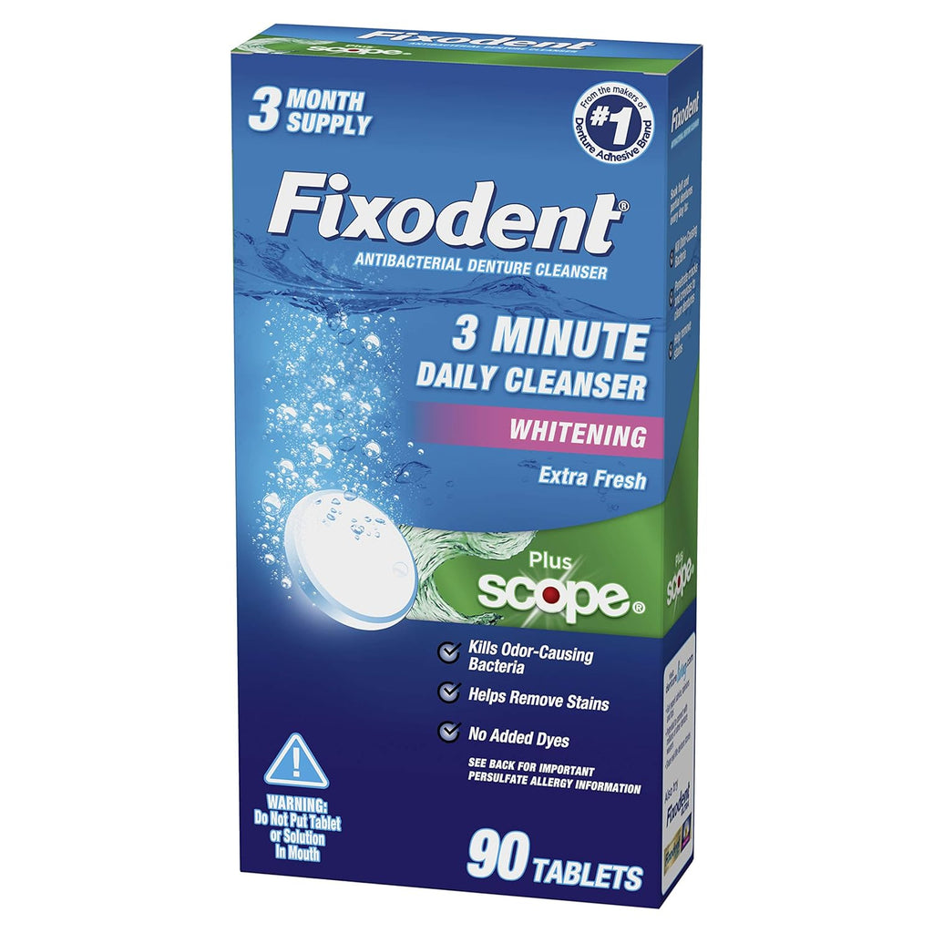 Fixodent 3 Minute Daily Cleanser Plus Scope - 90 Tablets