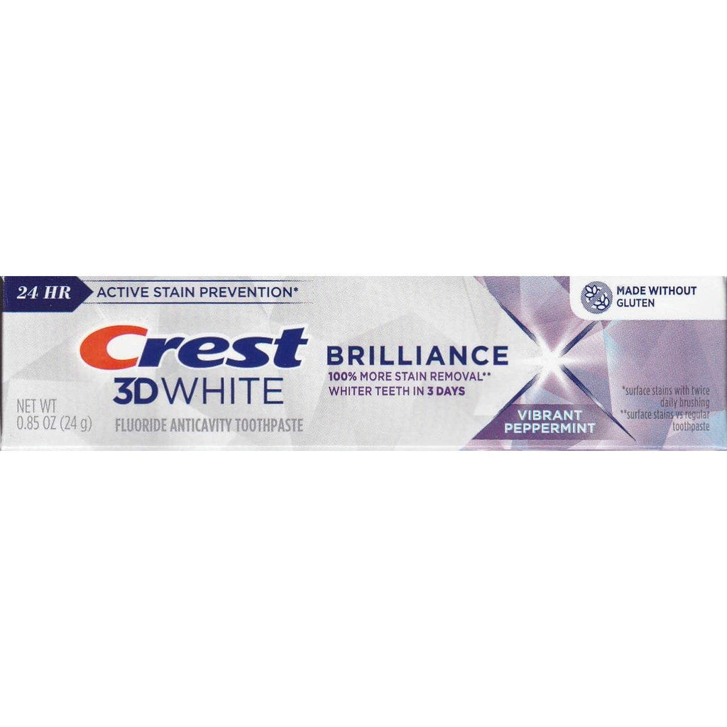 Crest 3D White Brilliance Vibrant Peppermint Travel Toothpaste 0.85 OZ (24 g)