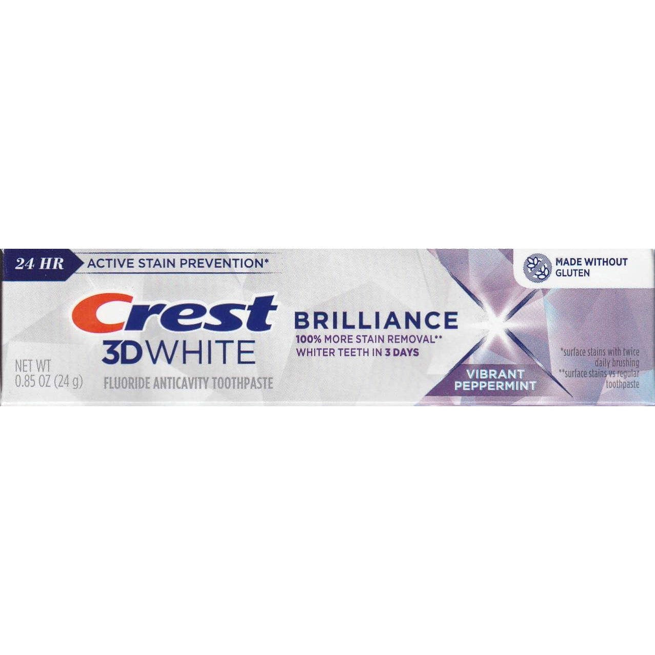 Crest 3D White Brilliance Vibrant Peppermint Travel Toothpaste 0.85 OZ (24 g)