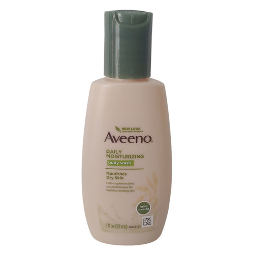 Aveeno daily moisturizing body wash bottle on a white background