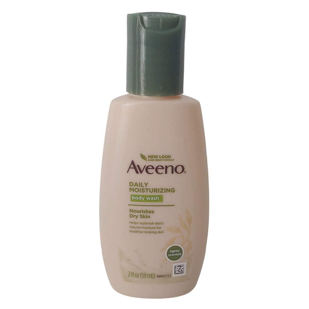 Aveeno daily moisturizing body wash bottle on a white background