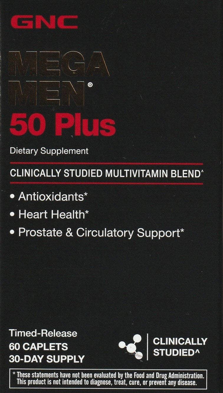 Gnc Mega Men 50 Plus Multivitamin 60 Caplets, EXP 08/2026