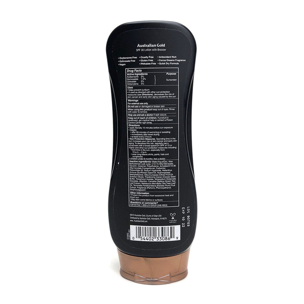 Australian Gold Instant Bronzer Spf 30 Lotion Sunscreen, 8 Fl Oz (237 mL)