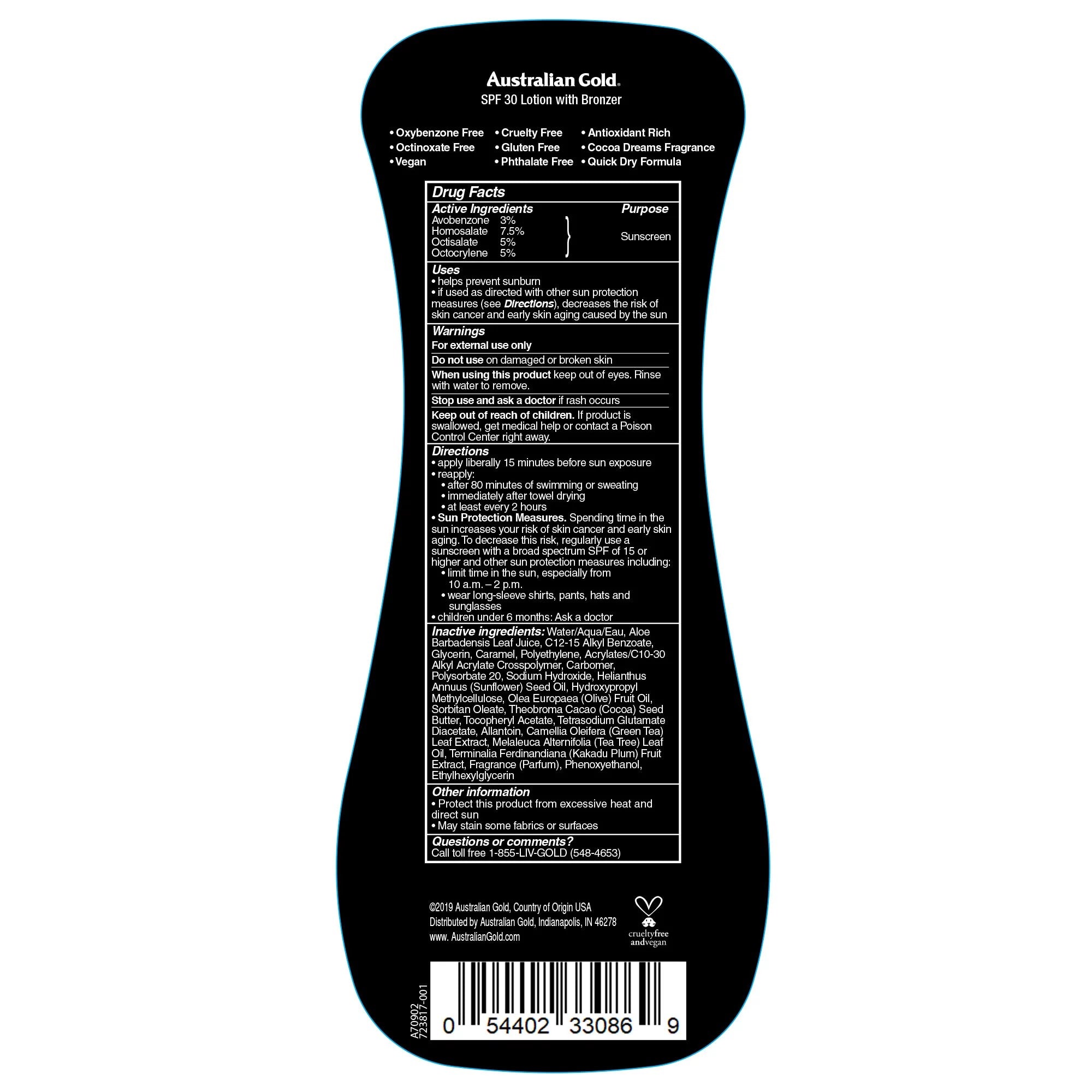 Australian Gold Instant Bronzer Spf 30 Lotion Sunscreen, 8 Fl Oz (237 mL)