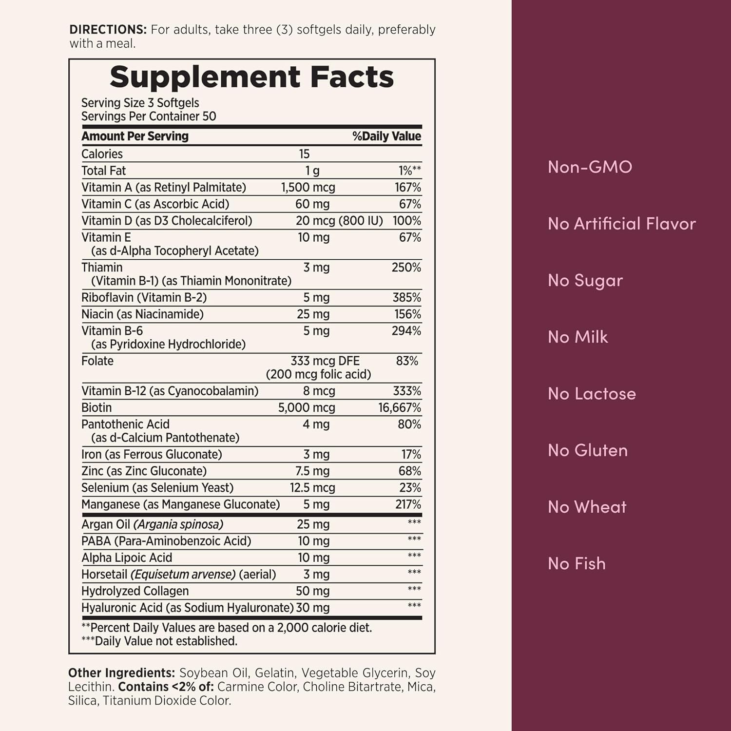 Nature's Bounty Extra Strength Hair Skin & Nails, 150 Softgels, Optimal Solutions