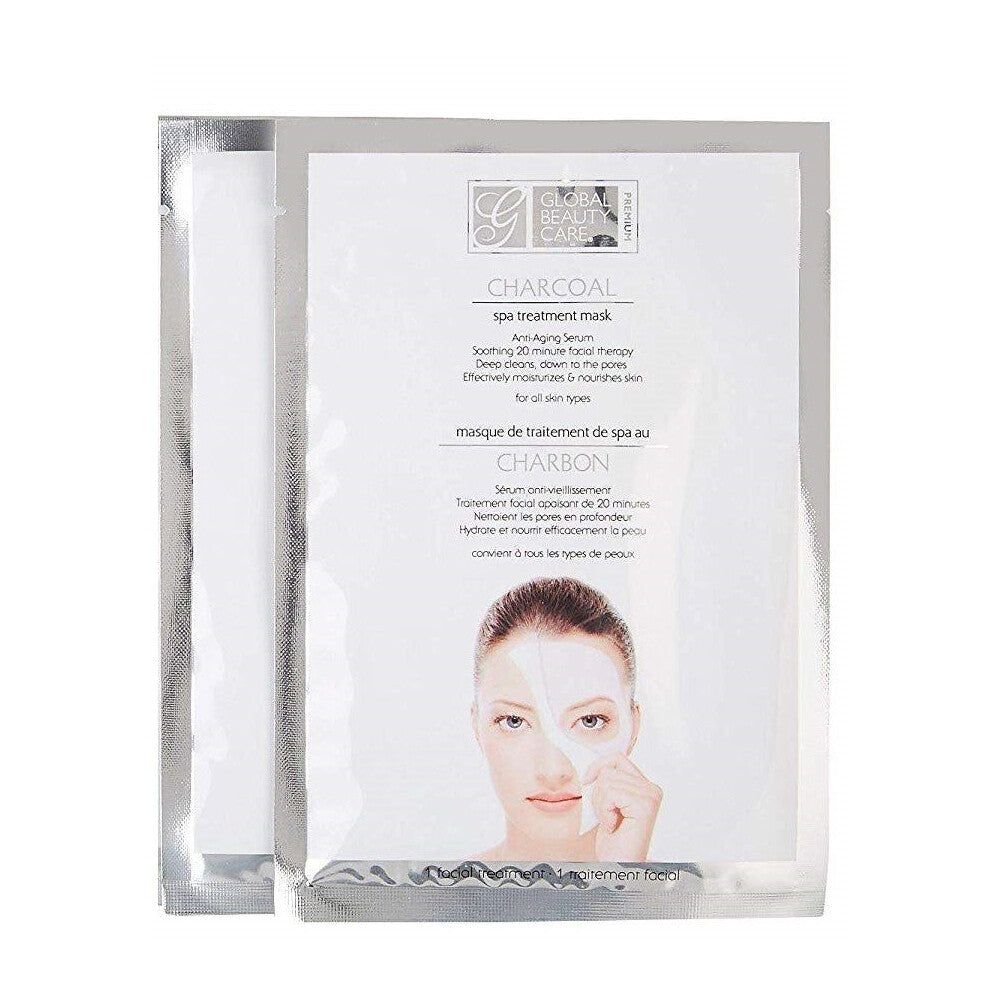 Global Beauty Care Charcoal Spa Treatment Mask, Anti Ageing Serum - 2 Mask Pack