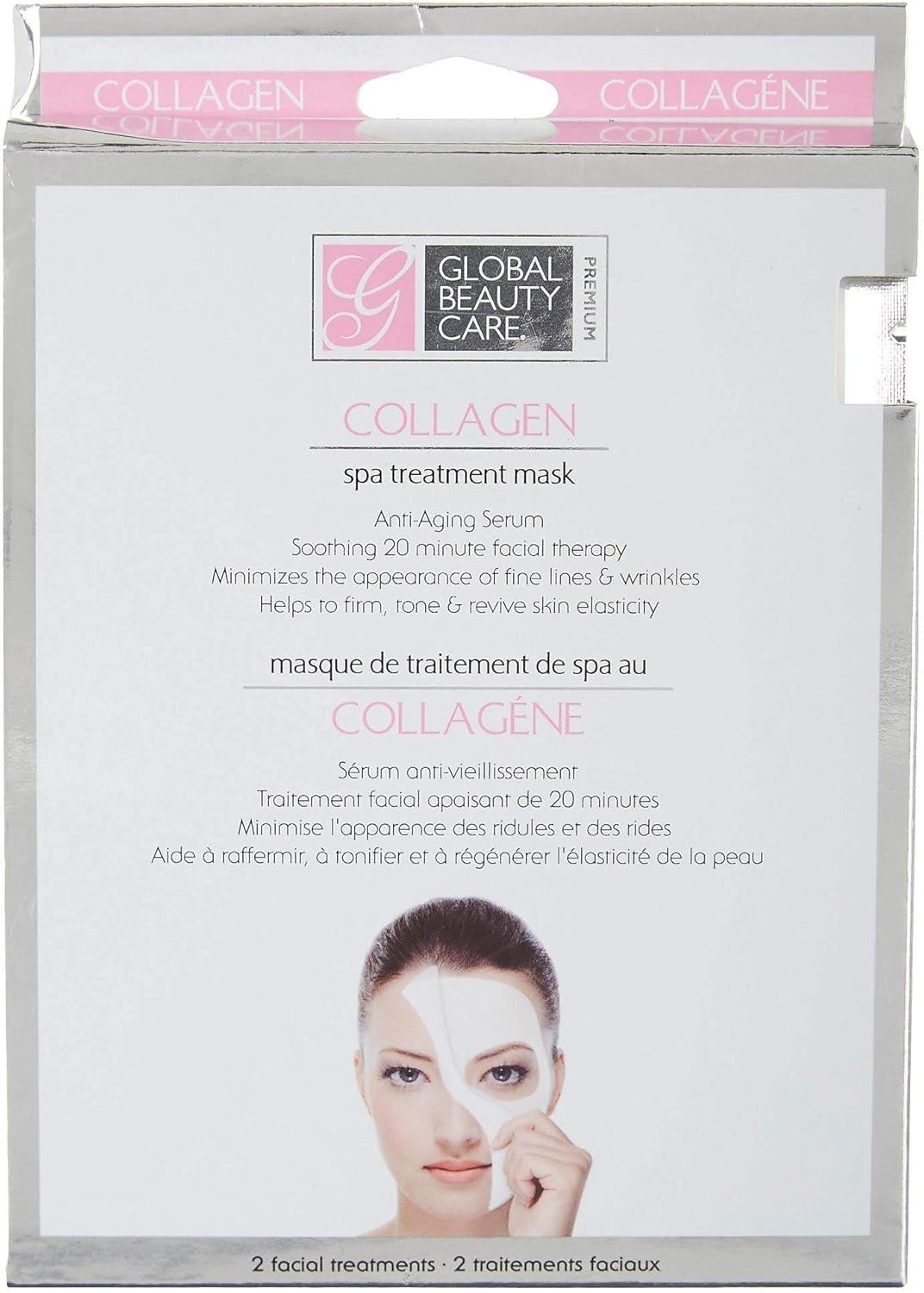 Global Beauty Care Premium Collagen Spa Treatment Mask, 2 Facial Treatments