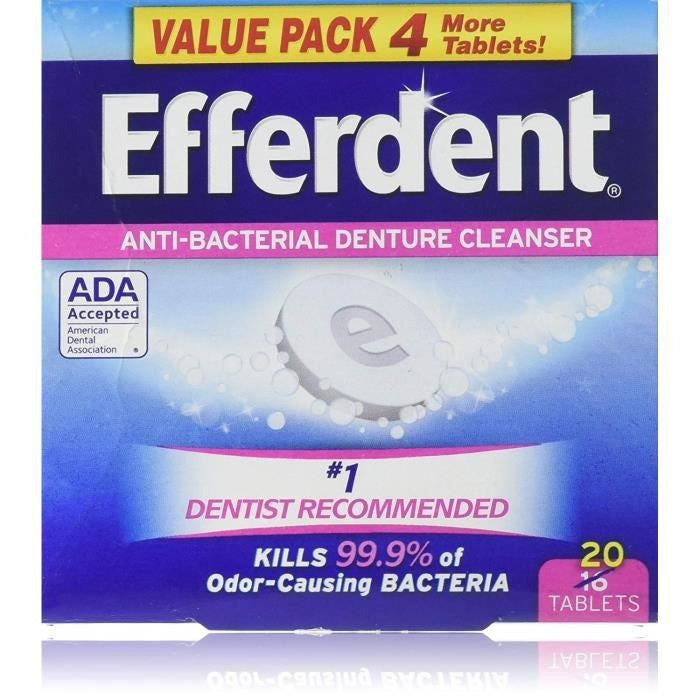 Efferdent Denture Cleanser Tablets, 20 Tablets, Anti-Bacterial Cleaning