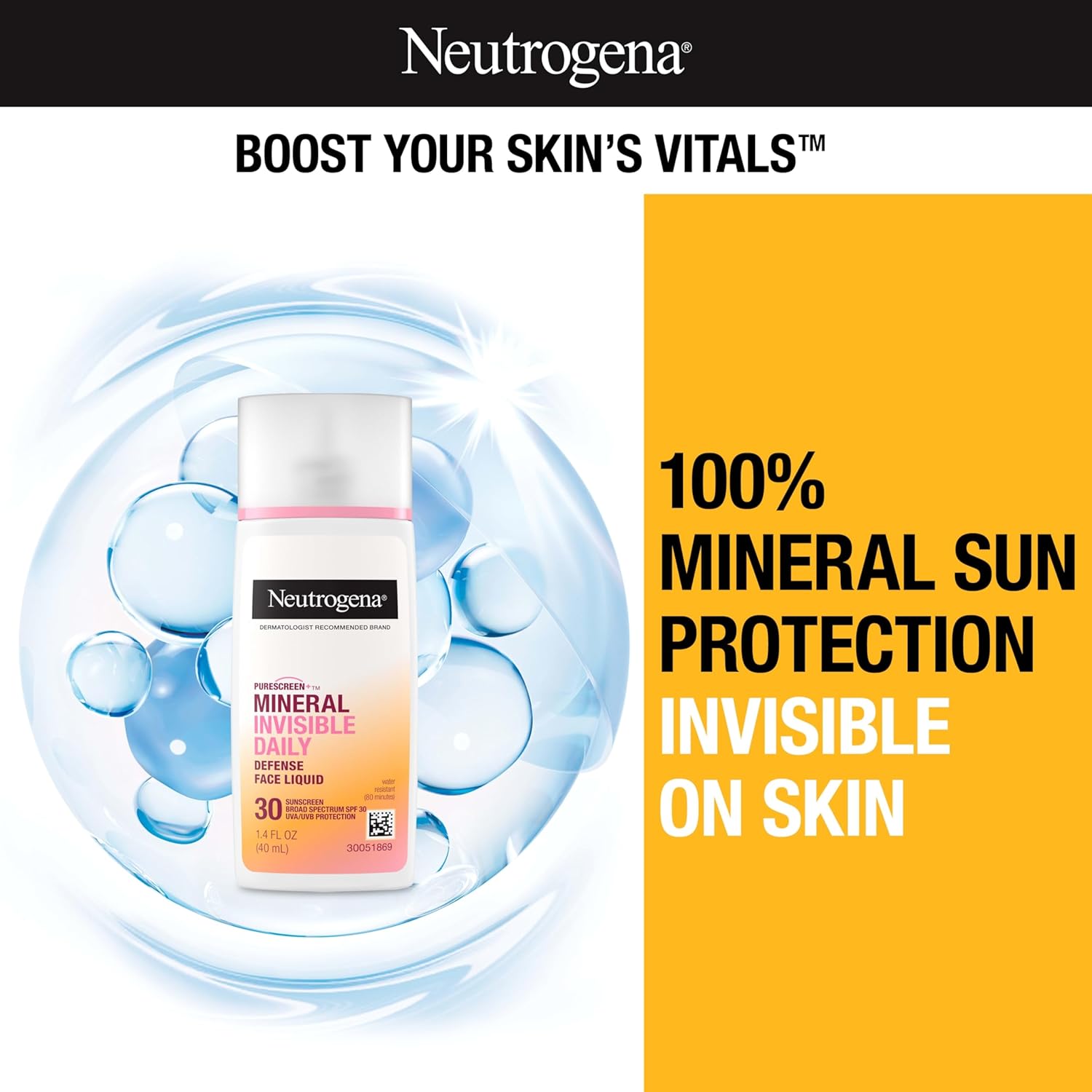Neutrogena Invisible Daily Defense Facial Sunscreen SPF 30 40ml