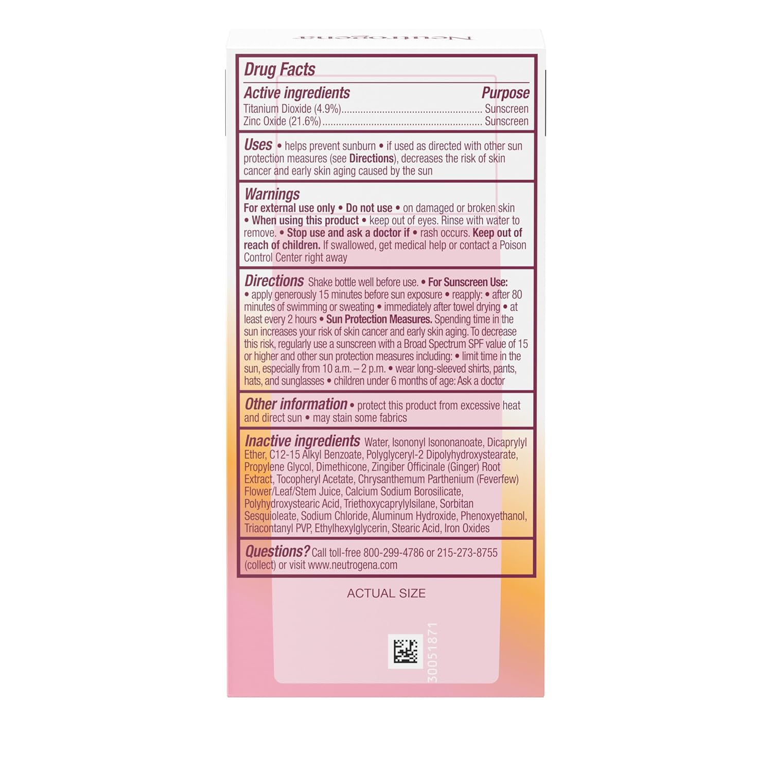 Neutrogena Invisible Daily Defense Facial Mineral Sunscreen SPF 30 40ml