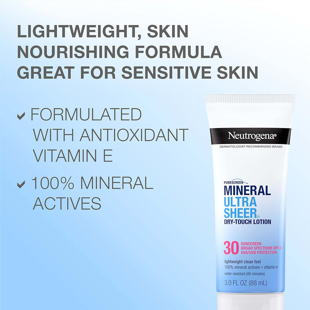 Neutrogena Purescreen+ Mineral Ultra Sheer Dry-Touch Lotion SPF 30 Sunscreen 88 ml / 3 FL OZ