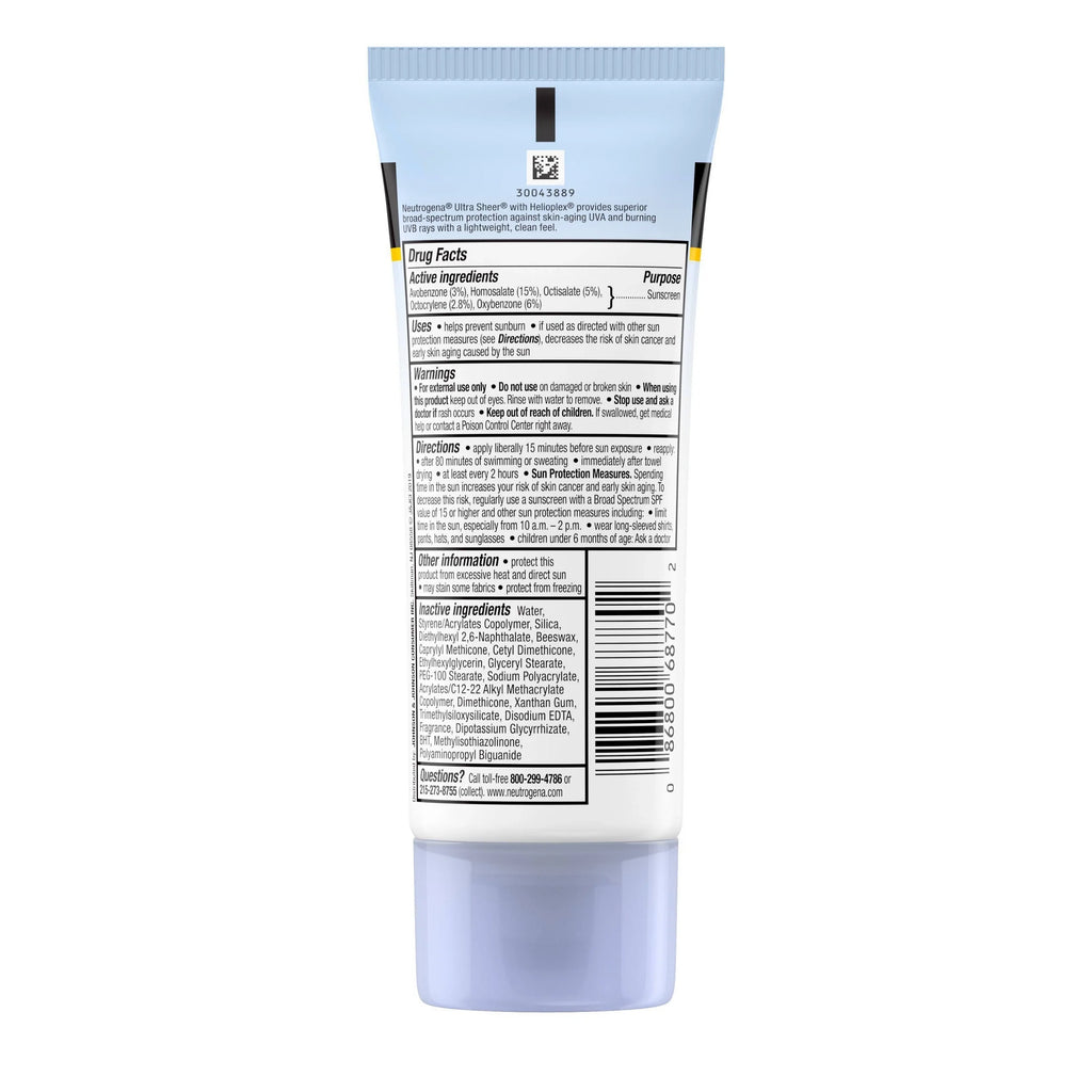Neutrogena Ultra Sheer SPF 70 Sunscreen Lotion, 3 Fl Oz (88 mL)