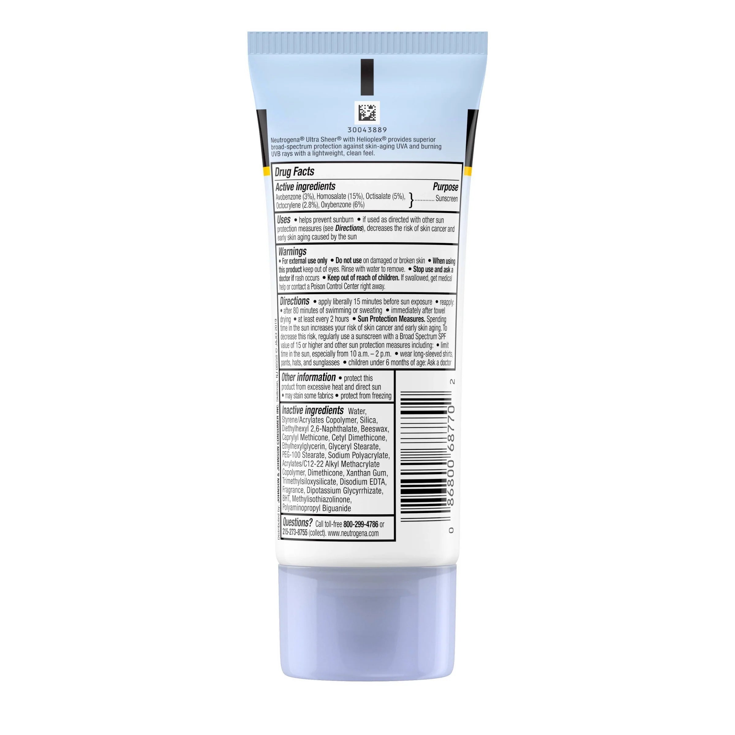 Neutrogena Ultra Sheer SPF 70 Sunscreen Lotion, 3 Fl Oz (88 mL)