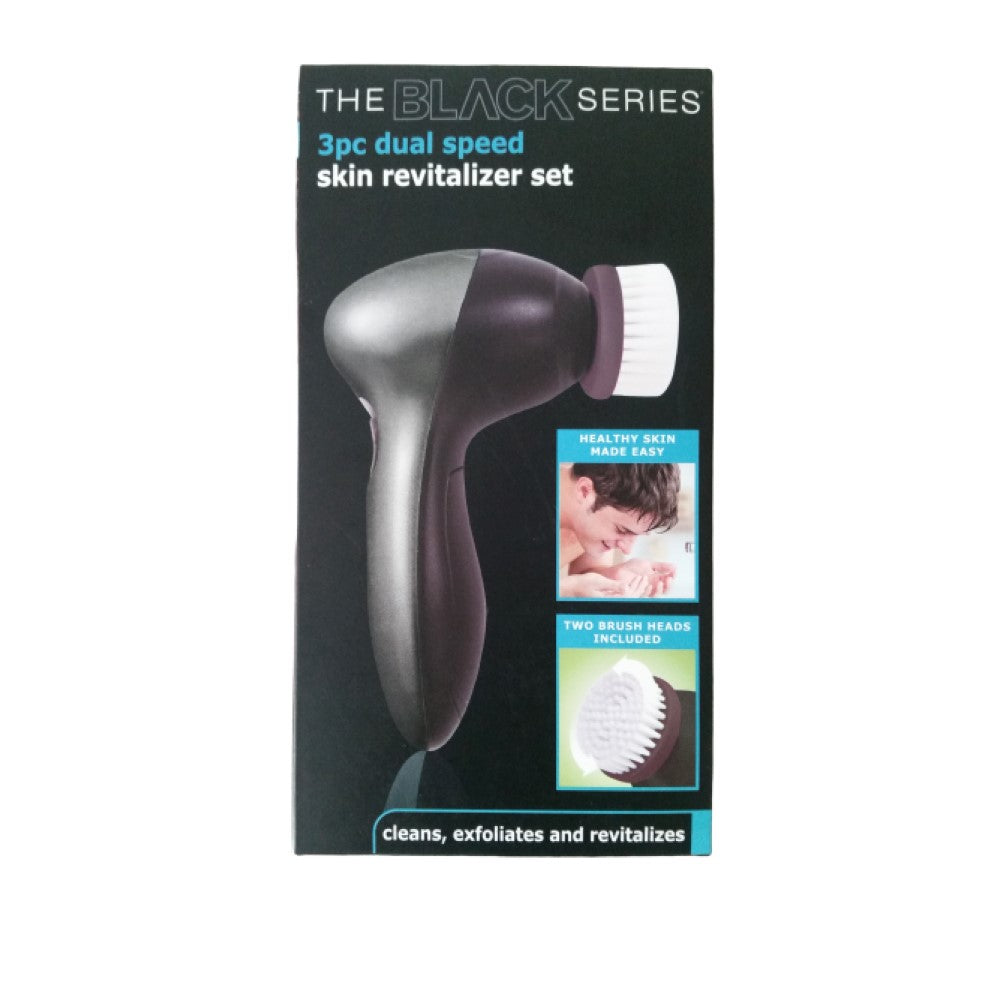 The Black Series 3pc Dual Speed Skin Revitaliser Set, Skin Care Facial Brush