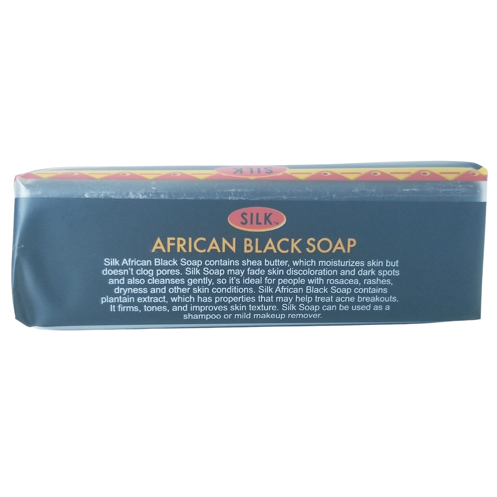 Silk African Black Soap, 7 OZ (128 g) - For Acne, Eczema, Dry Skin, Psoriasis, Face