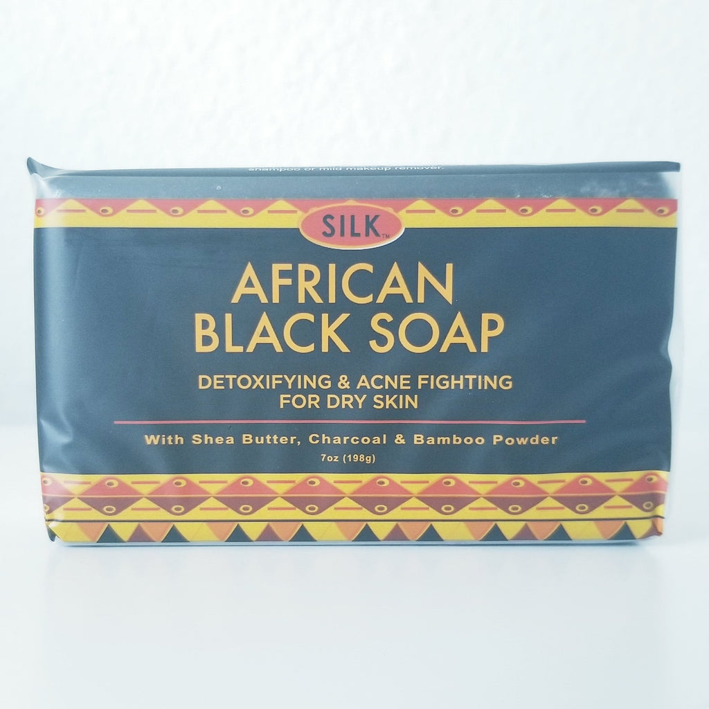 Silk African Black Soap, 7 OZ (128 g) - For Acne, Eczema, Dry Skin, Psoriasis, Face