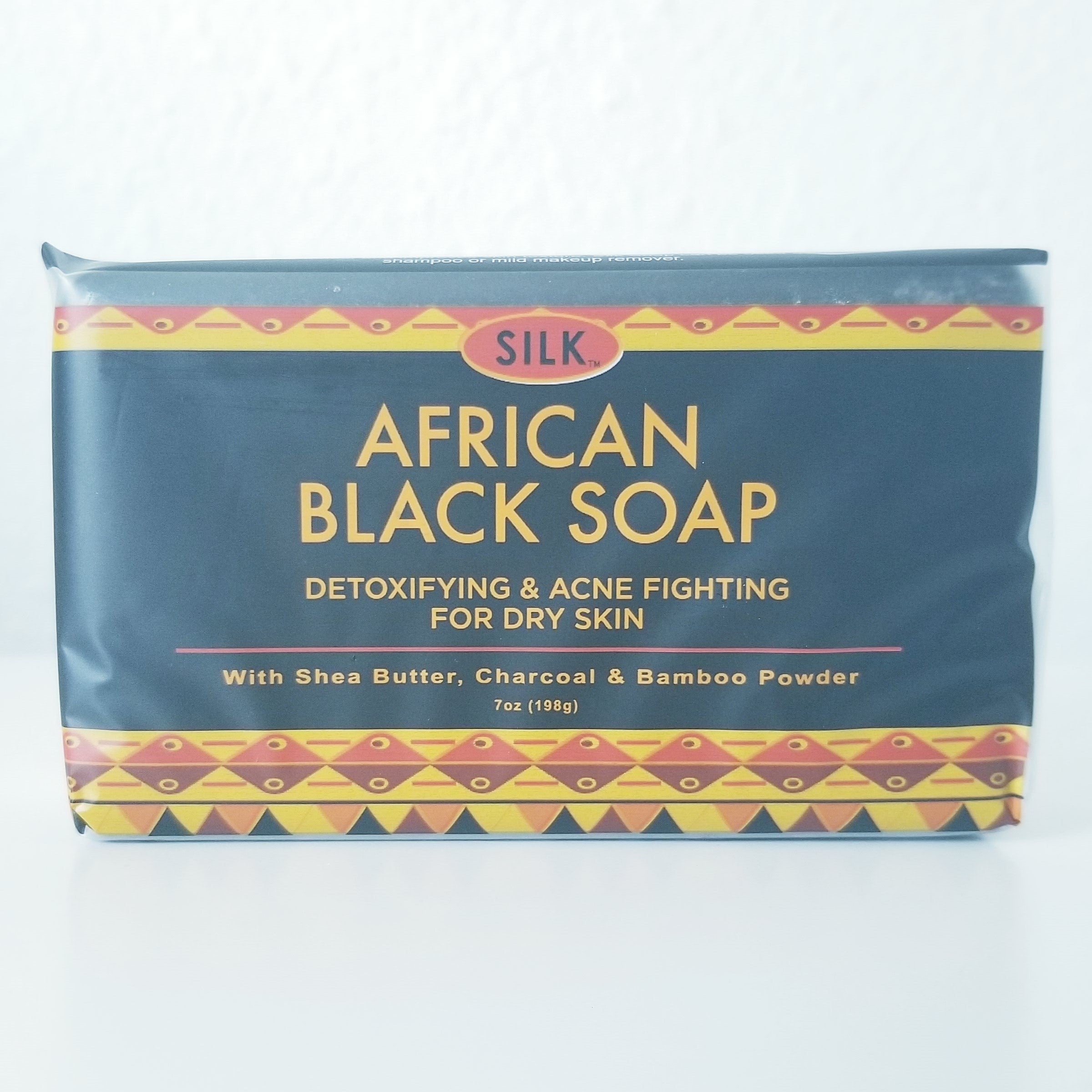 Silk African Black Soap, 7 OZ (128 g) - For Acne, Eczema, Dry Skin, Psoriasis, Face