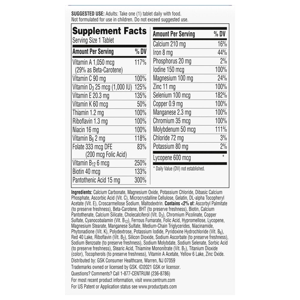 Centrum Men Multivitamin/Multimineral, 120 Tablets, EXP 06/2026