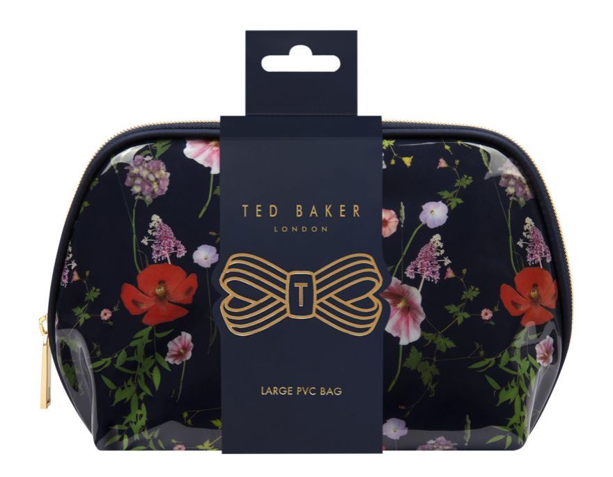 Ted Baker London Large PVC Cosmetic Bag, Navy Floral Print, 32 cm x 23 cm