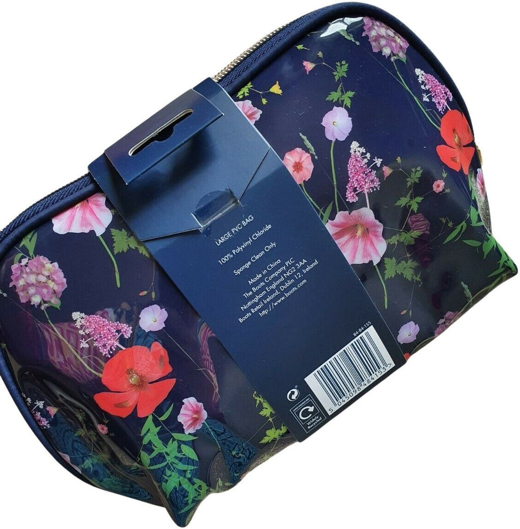 Ted Baker London Large PVC Cosmetic Bag, Navy Floral Print, 32 cm x 23 cm