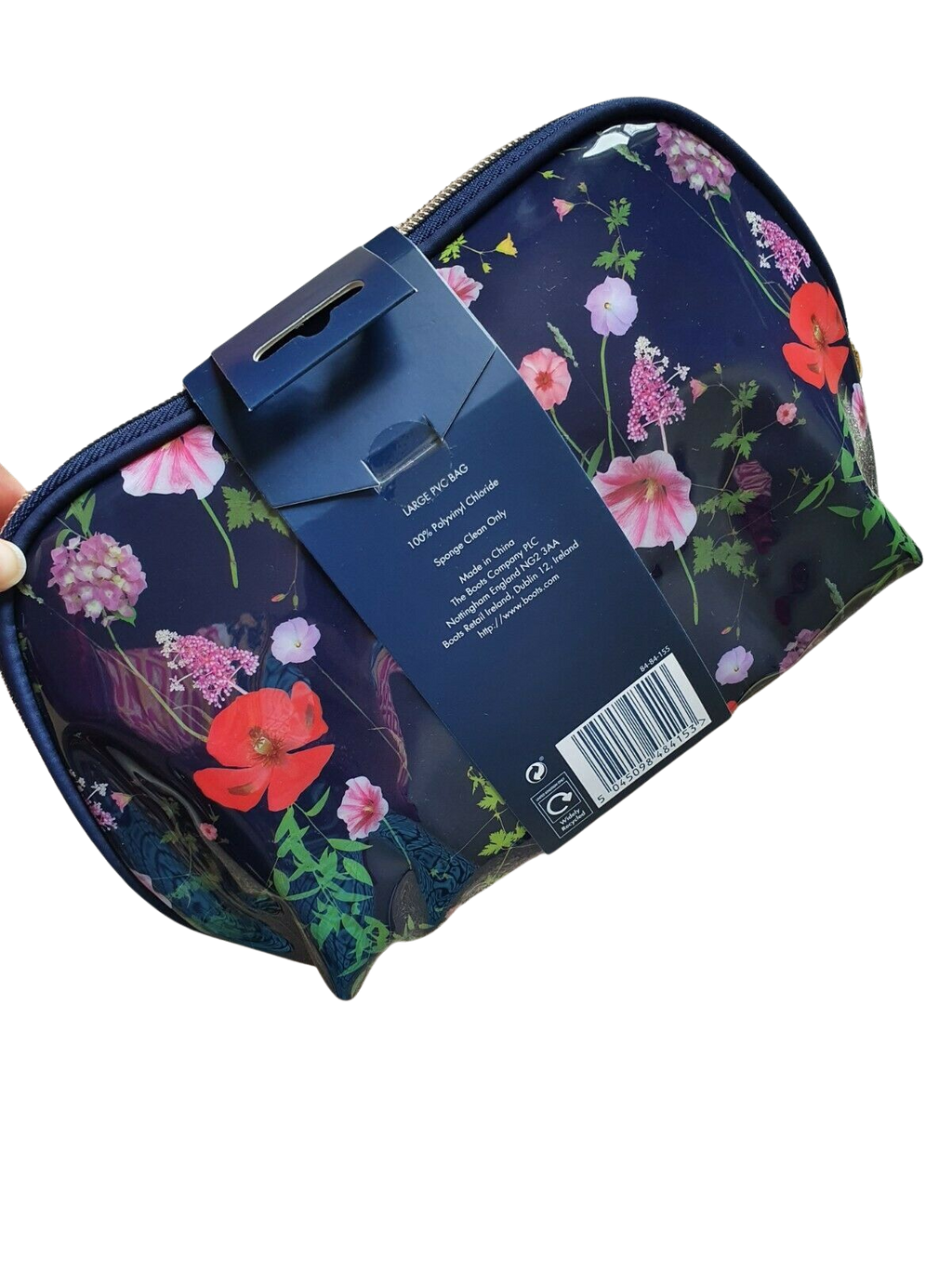 Ted Baker London Large PVC Cosmetic Bag, Navy Floral Print, 32 cm x 23 cm