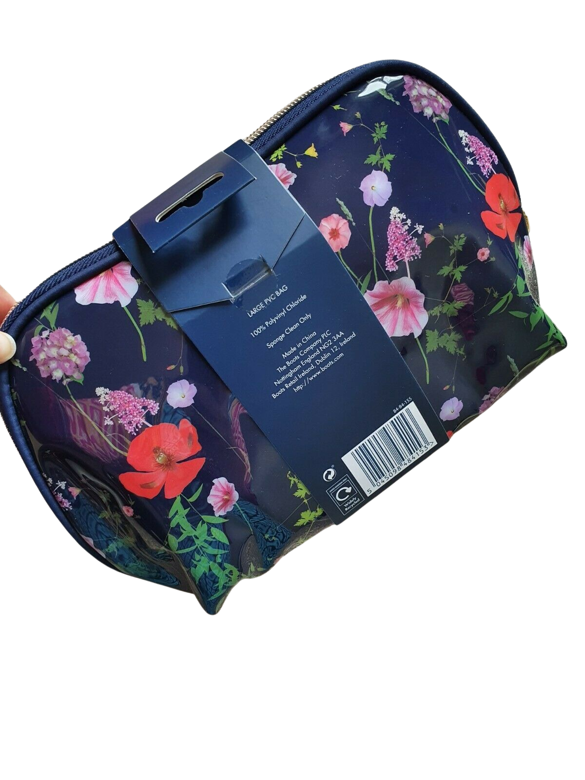 Ted Baker London Large PVC Cosmetic Bag, Navy Floral Print, 32 cm x 23 cm