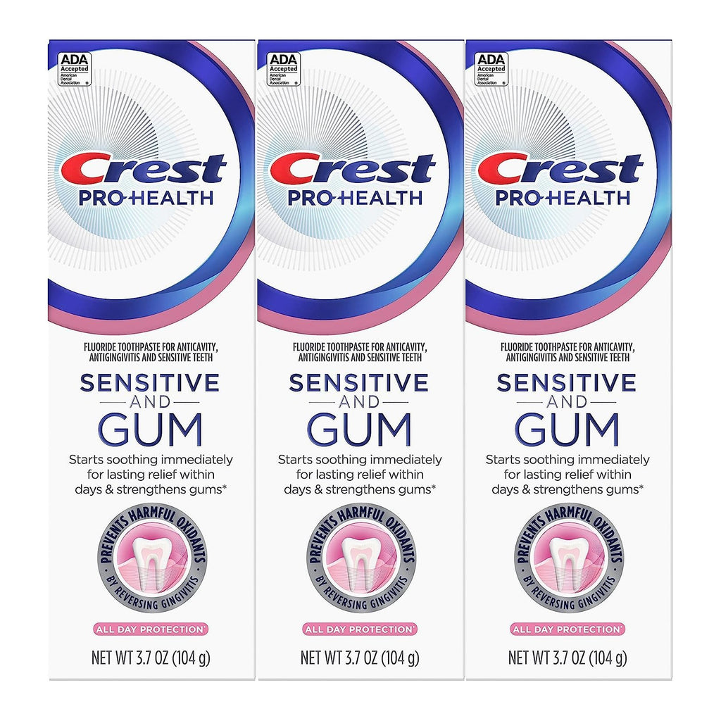Crest Pro Health Sensitive and Gum Toothpaste, All Day Protection, 3.7 oz (104 g), Pack of 3