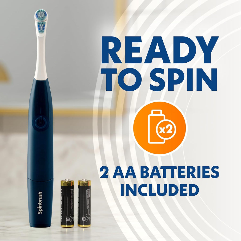Spinbrush Smart Clean Battery Powered Toothbrush, Soft, Midnight Blue