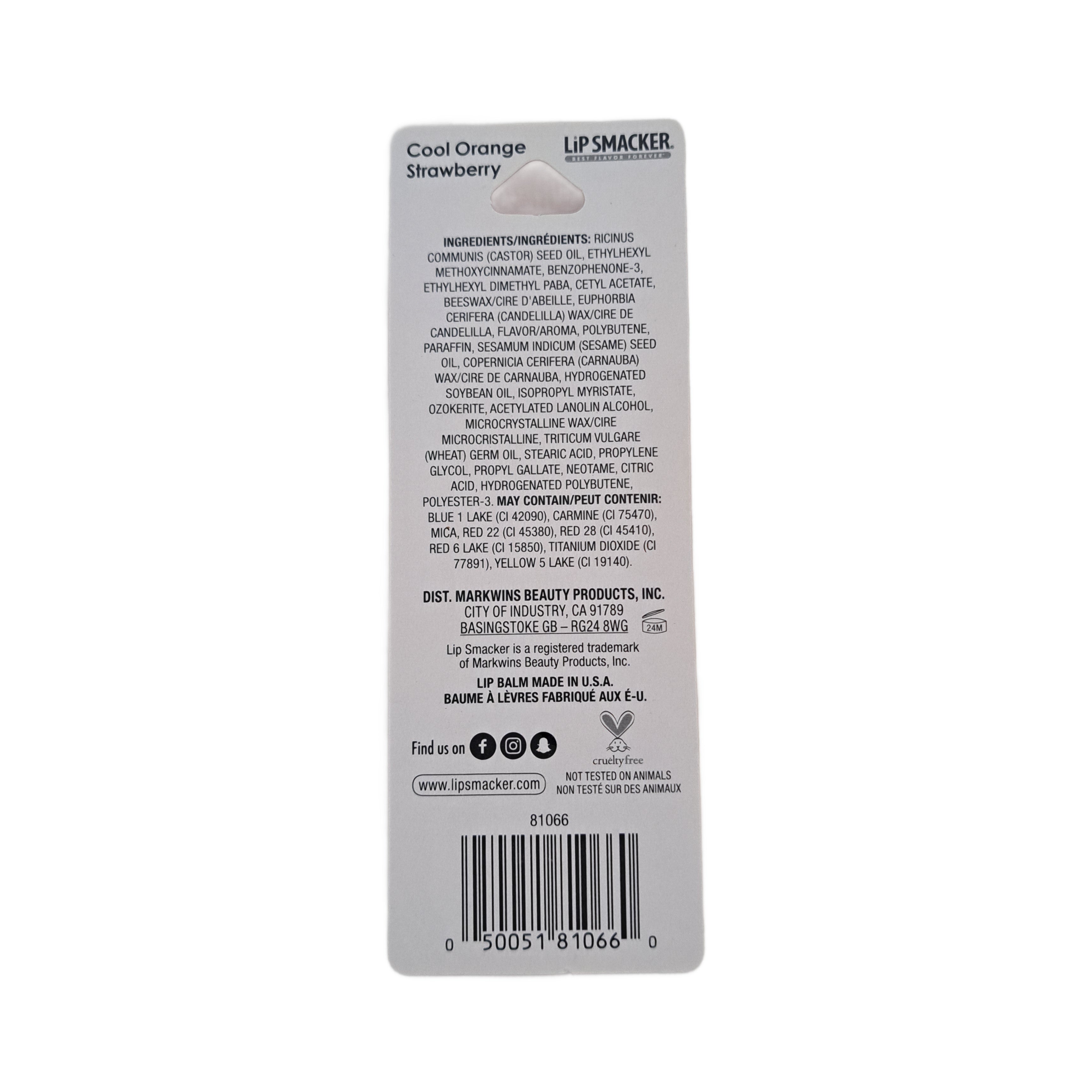 Lip Smacker Best Flavor Forever Lip Balm, Cool Orange Strawberry, 0.14 oz/4.0 g