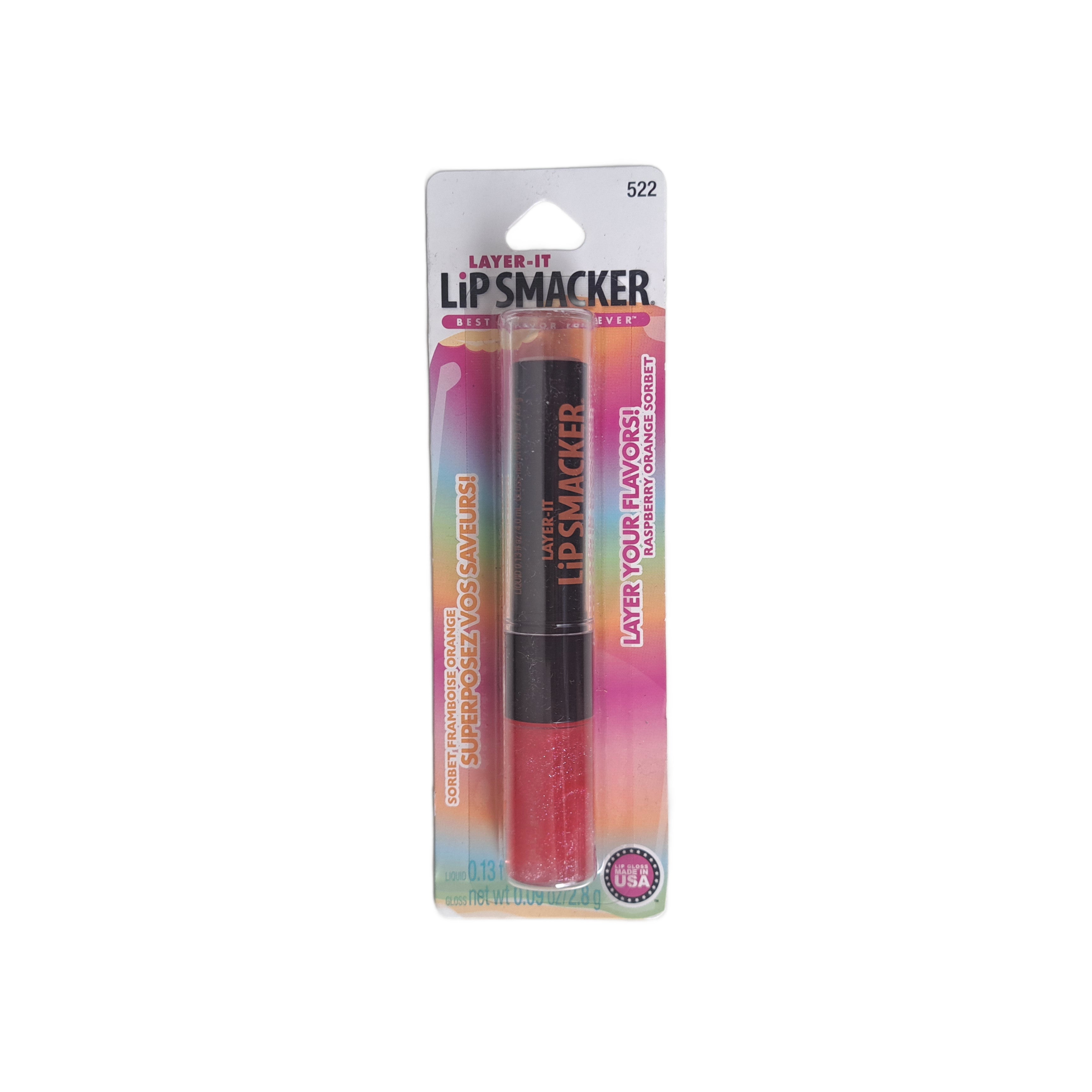 Lip Smacker Layer-It Liquid + Gloss, Raspberry Orange Sorbet, 522